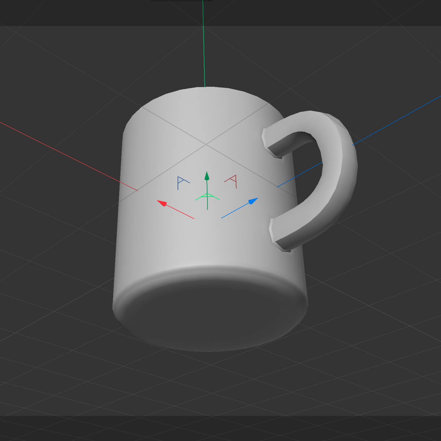 Smoothed white mug model showing the completed body and handle