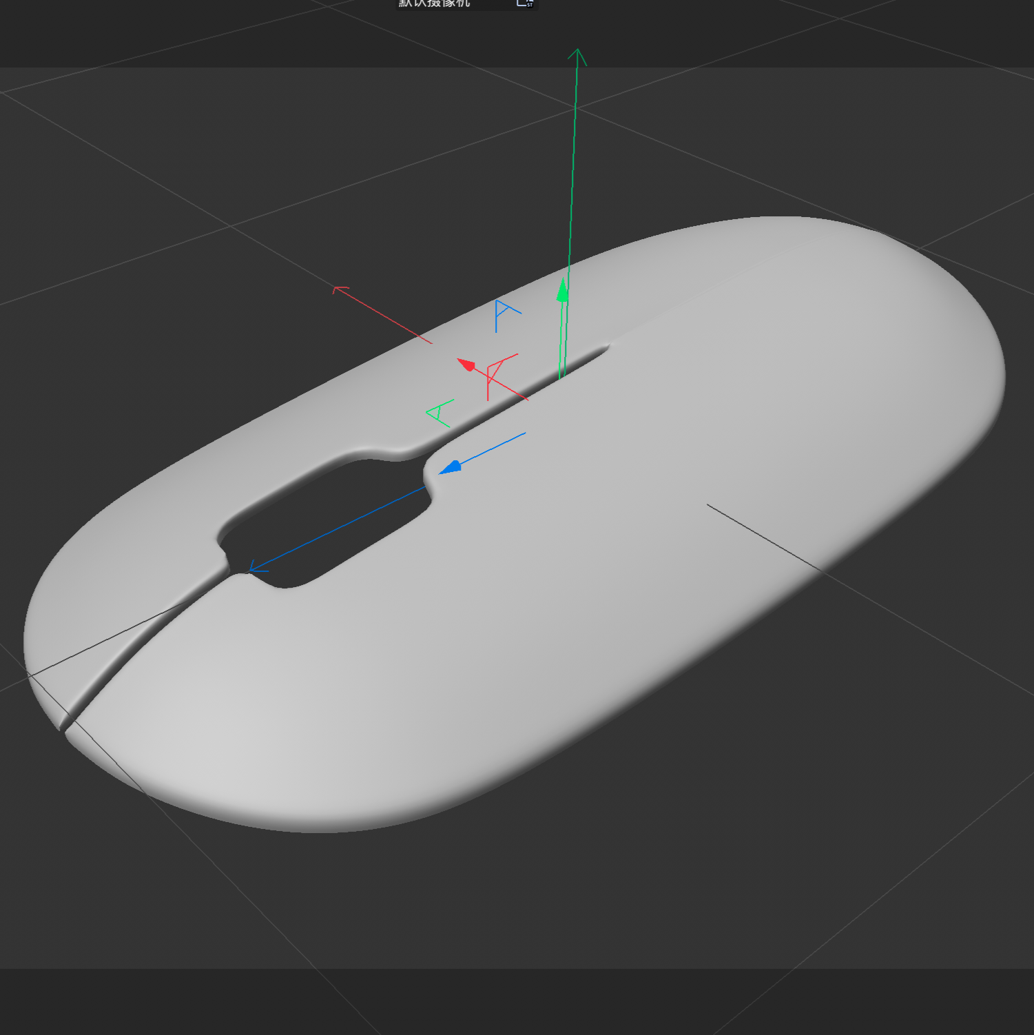 Early 3D mouse upper shell model under Subdivision Surface, showing the top shell shape and scroll wheel opening